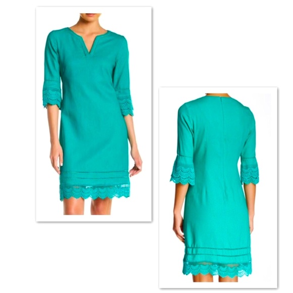 Nanette Lepore Linen Blend Bell Sleeve Shift Dress - Picture 7 of 8